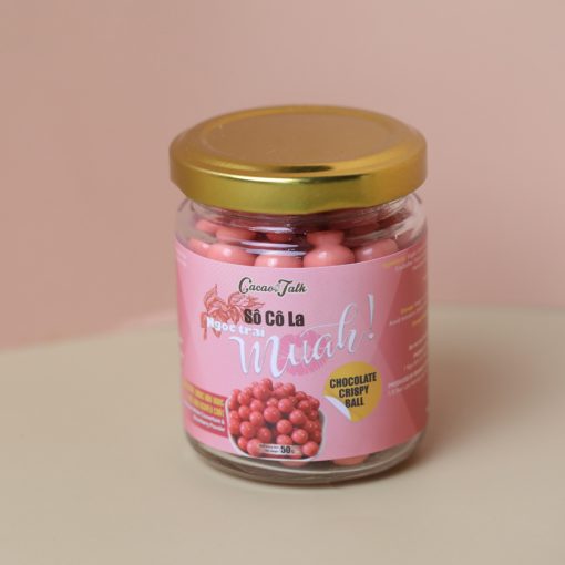 Chocolate Compound Coated Crispy Ball Muah 50g – Strawberry