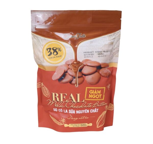 Sô Cô La Sữa Nguyên Chất 38% Dạng Nút Áo Cacao Talk (500g)