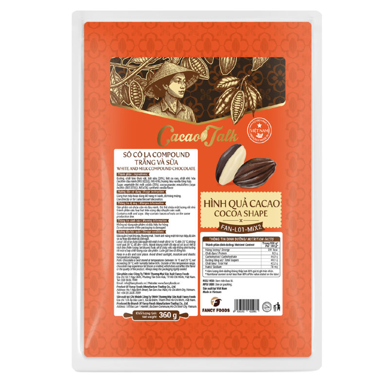 Sô Cô La Compound Trắng Và Sữa Hình Quả Cacao